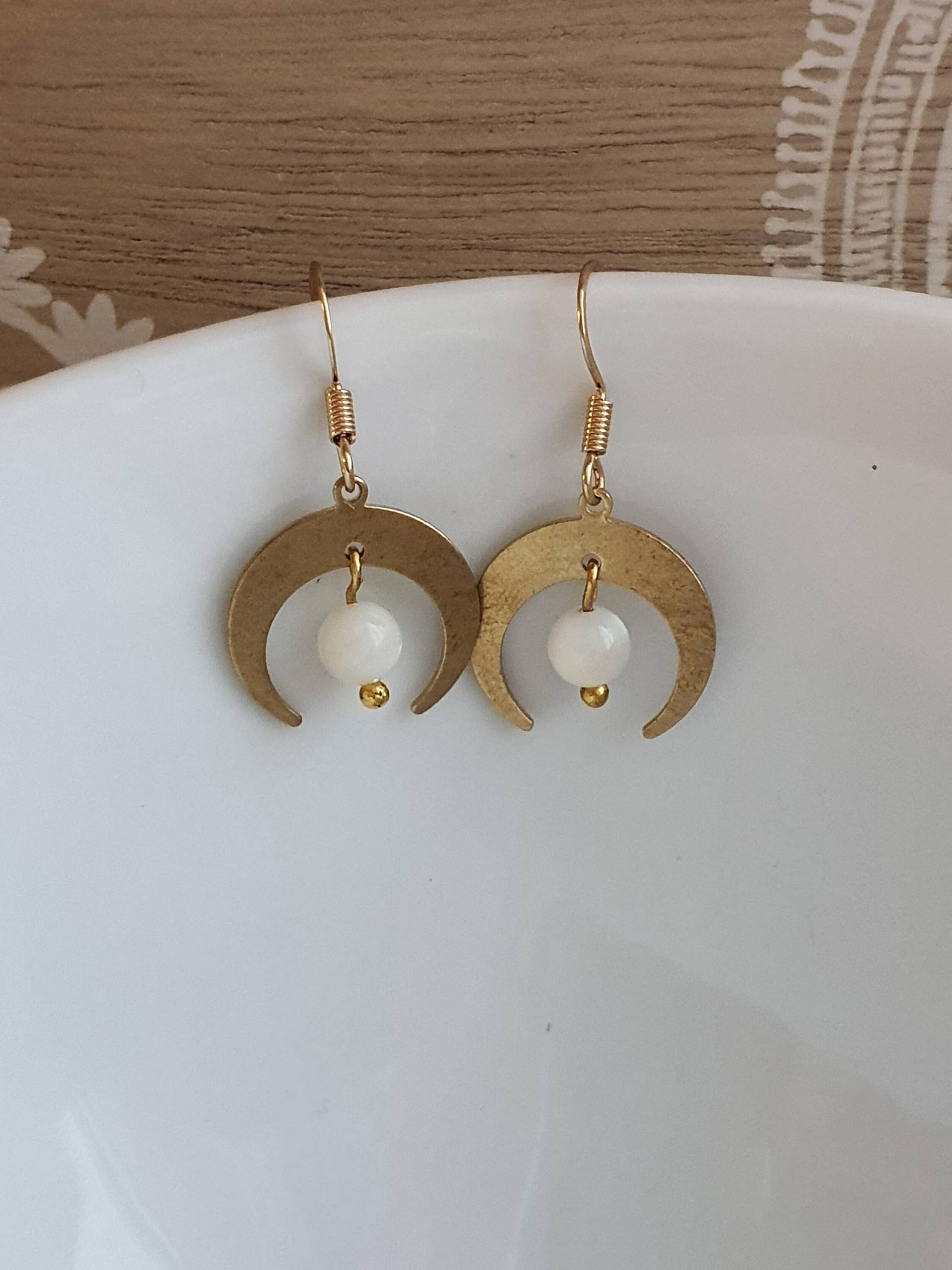 Ohrringe Mond Mit Mondstein Ohrringe Mond Mit Mondstein von 1000Gluecksmomente