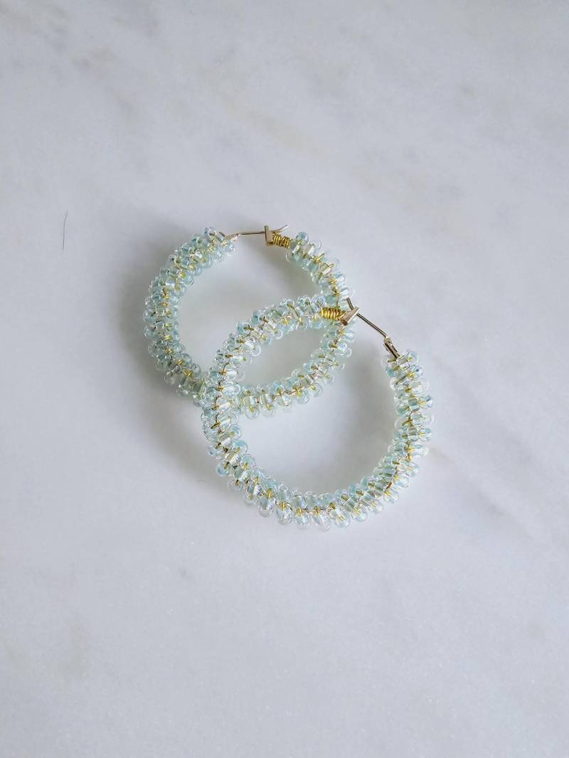 Ohrringe Perlen | Creolen 40mm Handgemacht Ohrringe Perlen | Creolen 40mm Handgemacht von 1000Gluecksmomente