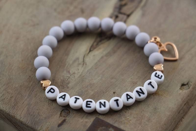 Patentante Armband Mit Acrylperlen Roségold Taufe Geburt Taufpatin Taufpate Namensarmband Patin Pate von 1000Gluecksmomente