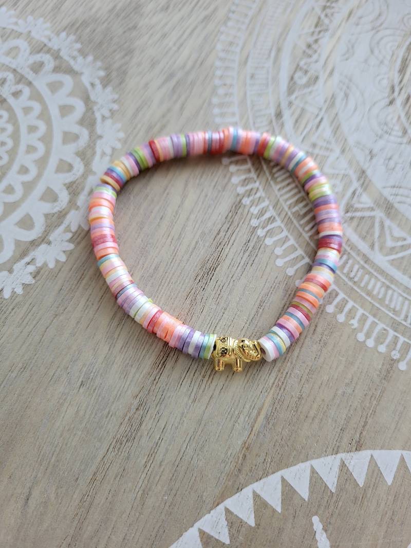 Trendy Elefant Armband Mit Katsuki Perlen Ibiza Style Perlenarmband Heishi von 1000Gluecksmomente