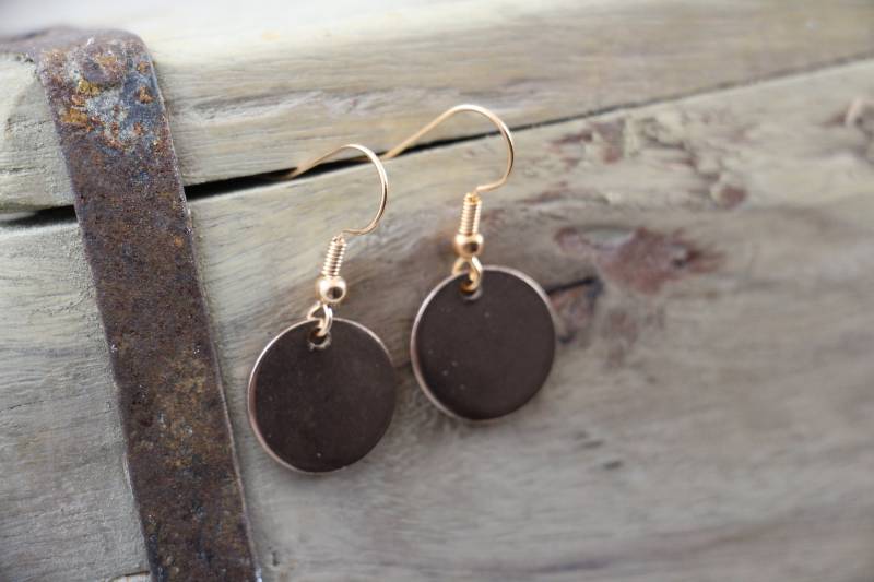 Trendy Ohrringe Blättchen Scheibe Rosegold von 1000Gluecksmomente