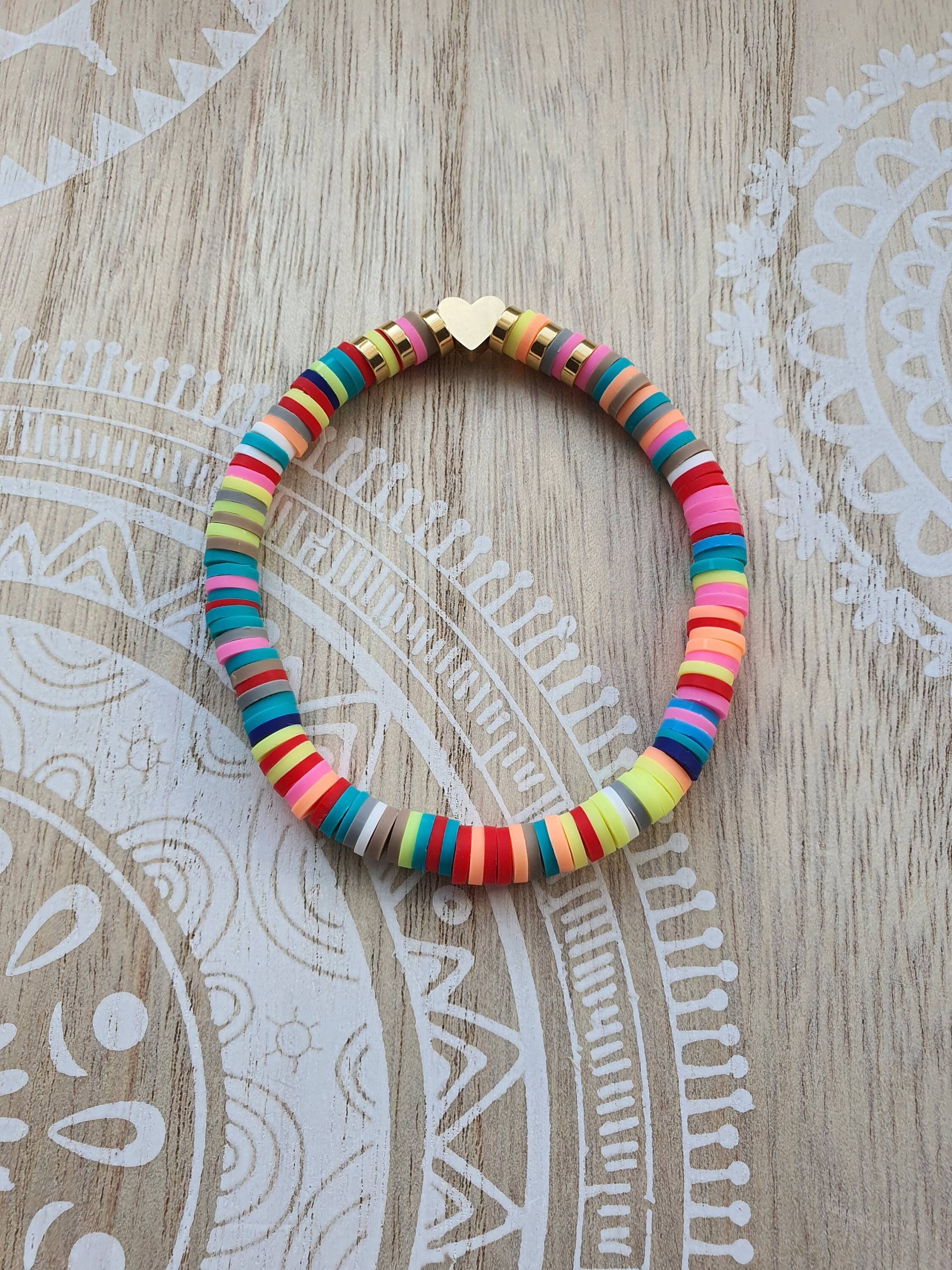 Herz Gold Armband Mit Katsuki Perlen Bunt Und Ibiza Style Perlenarmband Heishi Herz Gold Armband Mit Katsuki Perlen Bunt Und Ibiza Style Perlenarmband Heishi von 1000Gluecksmomente