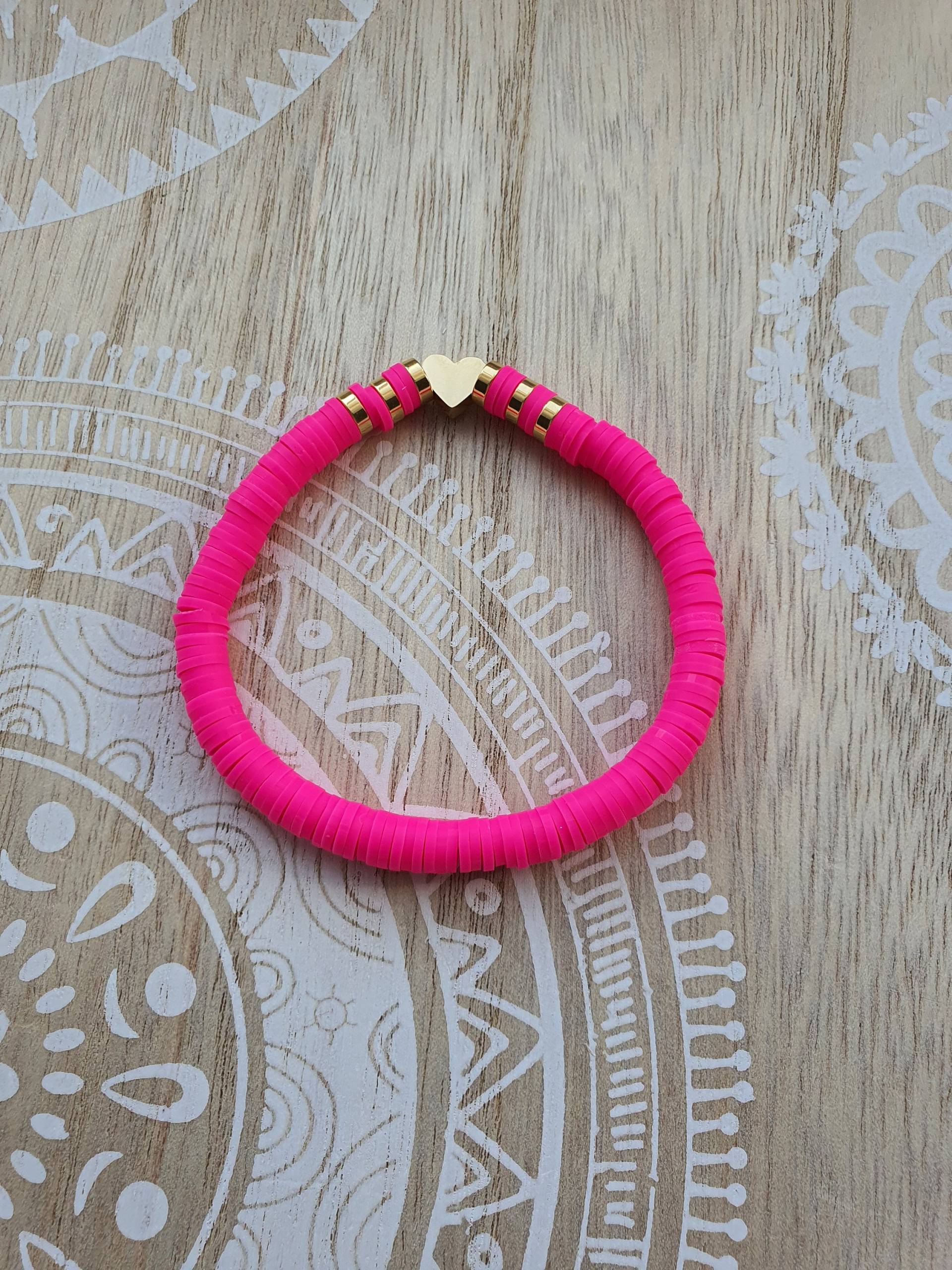 Herz Gold Armband Mit Katsuki Perlen Pink Und Ibiza Style Perlenarmband Heishi Herz Gold Armband Mit Katsuki Perlen Pink Und Ibiza Style Perlenarmband Heishi von 1000Gluecksmomente