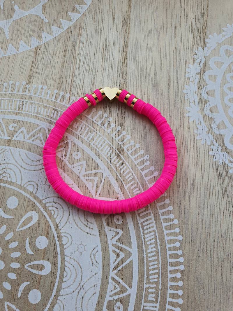 Herz Gold Armband Mit Katsuki Perlen Pink Und Ibiza Style Perlenarmband Heishi Herz Gold Armband Mit Katsuki Perlen Pink Und Ibiza Style Perlenarmband Heishi von 1000Gluecksmomente