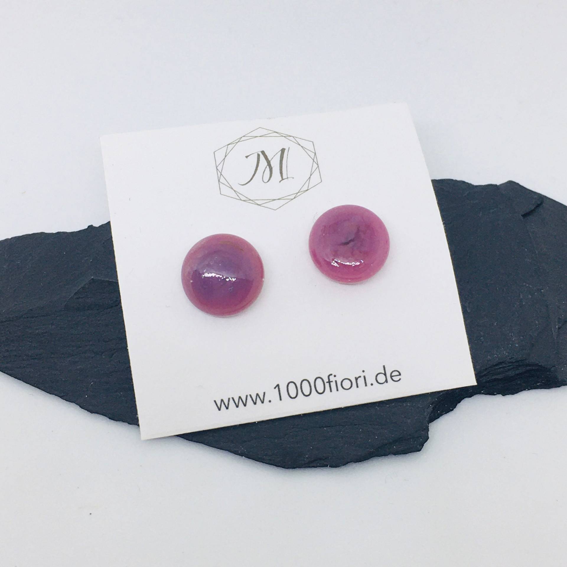 Ohrstecker Beere, Flach, Ohrringe Lila, Rosa von 1000fiori