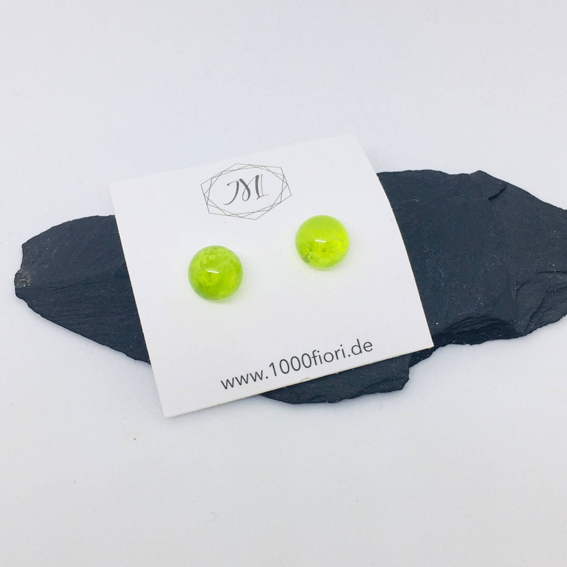 Ohrstecker Grün Transparent, Rund von 1000fiori