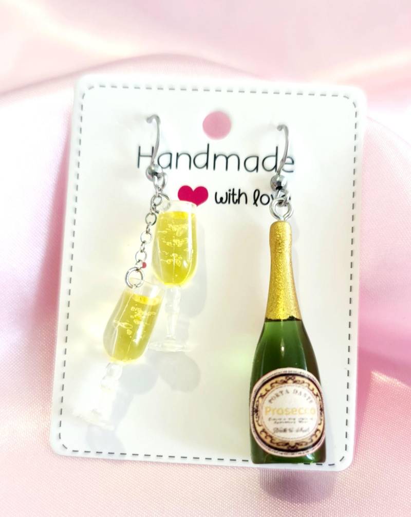 Ohrringe Mit Flasche Und Sektkelchen von 1000ideeregalo