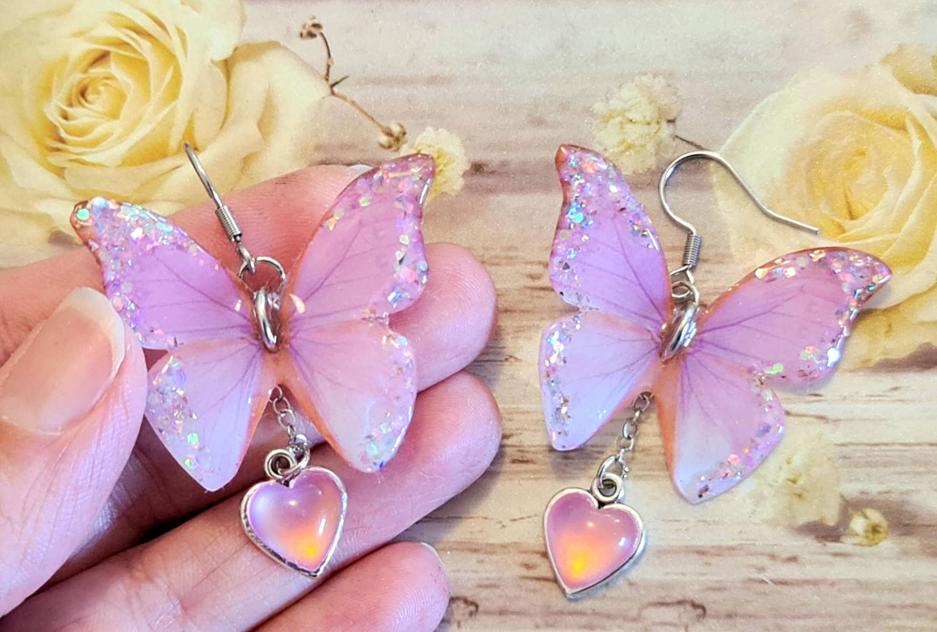 Rosa Schmetterlingsohrringe von 1000ideeregalo