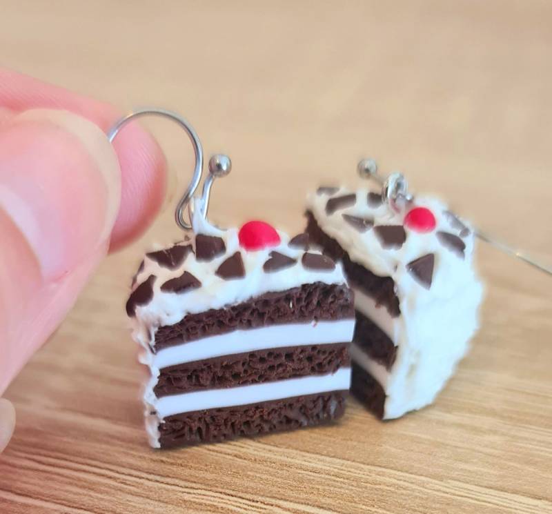 Schwarzwälder Kirschtorten-Ohrringe von 1000ideeregalo