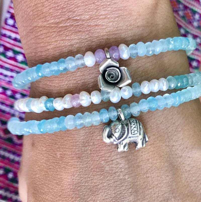 Facett Achat in Blauer Pastellfarbe von 1000roads