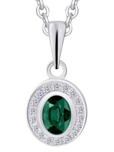 1001 JEWELS 0,04 ct Diamant Brillant Smaragd Anhänger aus 585 Weißgold von 1001 JEWELS