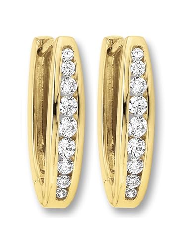 Zirkonia Ohrringe Creolen aus 333 Gelbgold von 1001 JEWELS