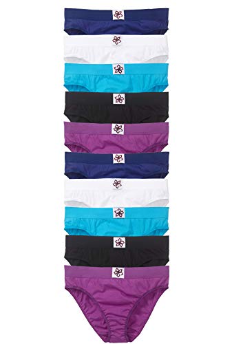 1001-kleine-Sachen 10er-Pack Damenslips Blume Slip im Multipack aus Baumwolle Unterhosen in 5 Farben, Größe 36/38, 40/42, 44/46, 48/50, 52/54 (48/50) von 1001-kleine-Sachen