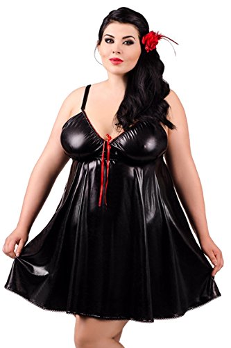 1001-kleine-Sachen Wetlook-Chemise E/2013 schwarzes Babydoll Nachtkleid Negligee von Andalea Dessous 50/52 von 1001-kleine-Sachen