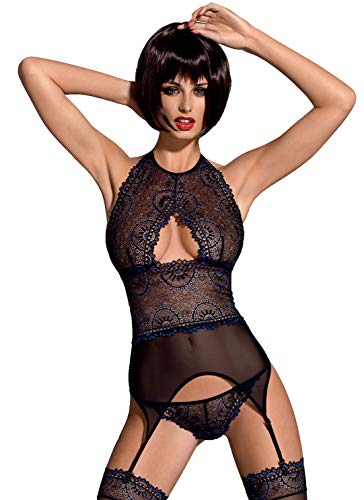 1001-kleine-Sachen at Strapshemd Oriens inkl. String und Strümpfe Corsage mit Spitze Bustier in schwarz von Obsessive Dessous (L/XL (40/42)) von 1001-kleine-Sachen