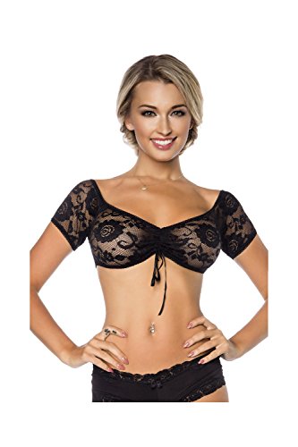 AT Trachtenbluse Dirndlbluse Kurze-Bluse aus Spitze Corsagen-Bluse Dirndl Bluse in schwarz von DIRNDLINE Dessous (XS (34)) von 1001-kleine-Sachen