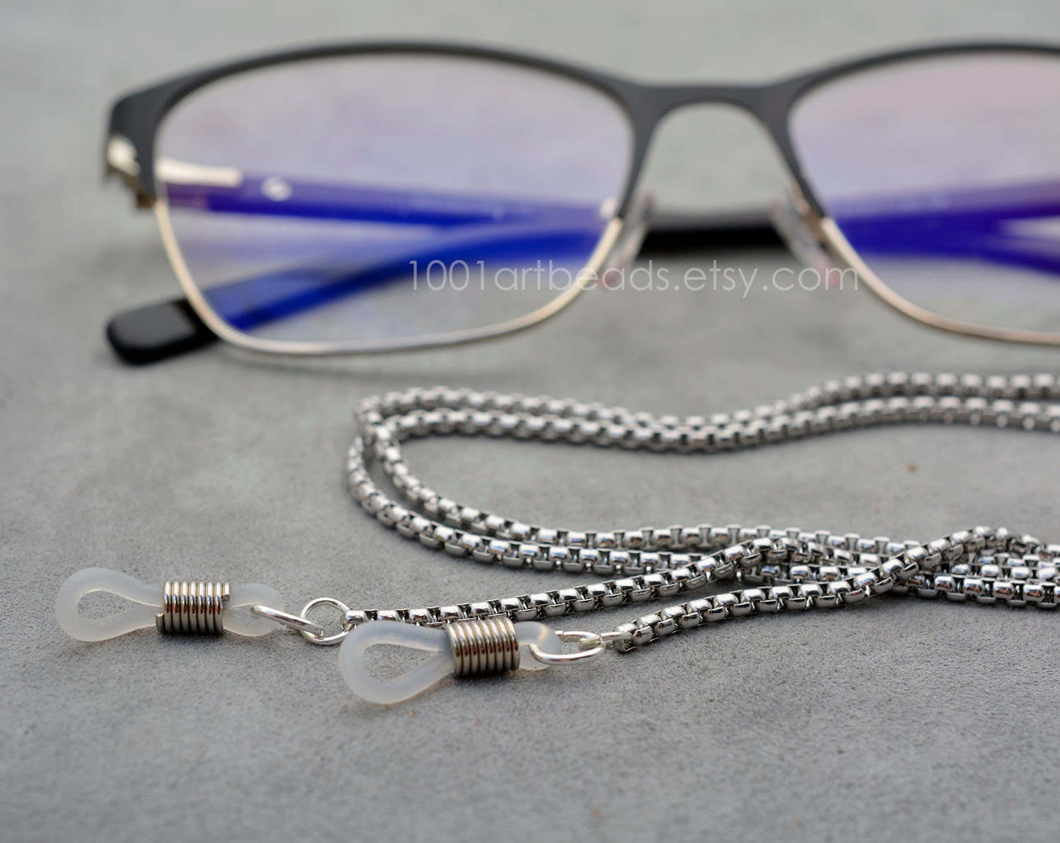 Schlichte Edelstahl Brillenkette Für Männer Oder Frauen, Schlichtes Schlüsselband Brillen Mit Weißen Transparenten Schleifenenden von 1001ArtBeads