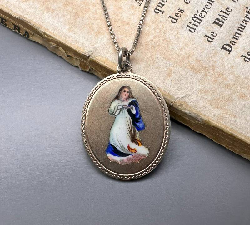 15 "Deutsche Schutz-Halskette, Mutter Maria Medaille, Jungfrau Anhänger von 100Saints