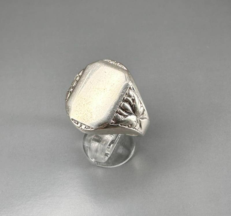 Antiker Silber Siegelring 1930S German Blank Engravable, Us Size 9 von 100Saints