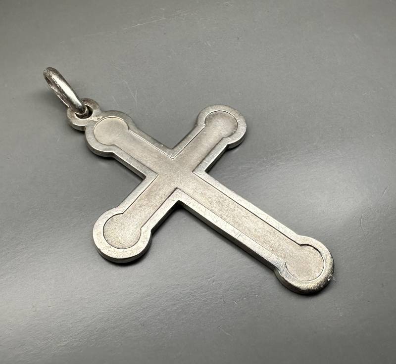 Antikes Deutsches Silber Kreuz Anhänger, Graviert "Lieselotte' von 100Saints