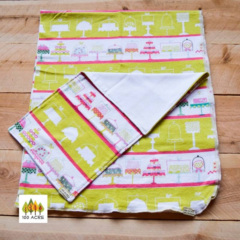 3Pc Set Extra Große Empfangen Flanelldecke Mit Spucktuch. Kuchen Und Cupcakes Babydecke Mädchen. Rosa Grün von 100acreCo