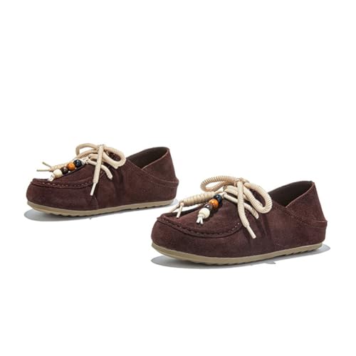 100junzidao 2-Wege Tragbare Konvertible Wildleder Moccasins für Damen Schlupf Flache Bequeme Fahr Schuhe Vintage German Trainer Style Loafers für Herbstliches Gehen von 100junzidao