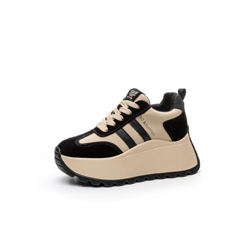 100junzidao 8 cm hohe Schuhe zum Erhöhen der Körpergröße Plateauschuhe mit schrägem Absatz Modische Freizeitschuhe Bequeme Schuhe für alle Jahreszeiten Schwarz 36 von 100junzidao