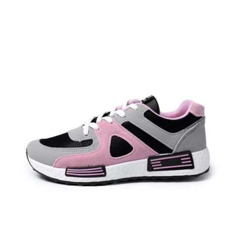 100junzidao Atmungsaktive Sneakers für Damen Plateauschuhe zum Erhöhen der Körpergröße Wanderschuhe Flache Laufschuhe für Studentinnen Modische Freizeitschuhe Grau 35 von 100junzidao
