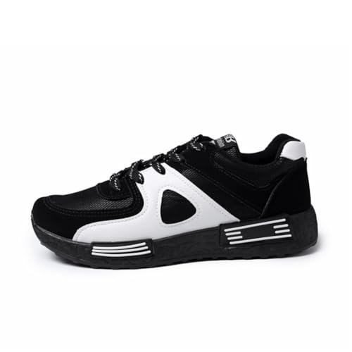 100junzidao Atmungsaktive Sneakers für Damen Plateauschuhe zum Erhöhen der Körpergröße Wanderschuhe Flache Laufschuhe für Studentinnen Modische Freizeitschuhe Schwarz 37 von 100junzidao