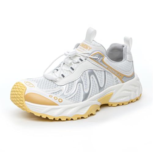 100junzidao Damen Atmungsaktive Plateform Sneakers mit Rutschfester Sohle Leichte Sportliche Wanderschuhe mit Fußgewölbeunterstützung Bequem für Fitness und Alltag von 100junzidao