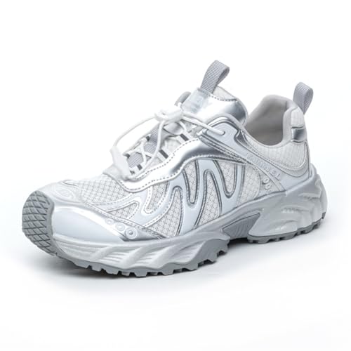 100junzidao Damen Atmungsaktive Plateform Sneakers mit Rutschfester Sohle Leichte Sportliche Wanderschuhe mit Fußgewölbeunterstützung Bequem für Fitness und Alltag von 100junzidao