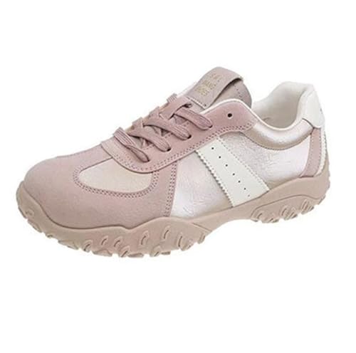 100junzidao Damen Ballerinas Vielseitige Sportschuhe mit Dicker Sohle Lässige Schuhe Leicht Atmungsaktive Plateauschuhe mit Absatz Bequeme Schnürschuhe zum Laufen von 100junzidao