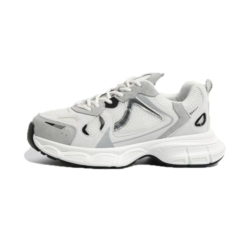 100junzidao Damen-Chunky-Sneakers Mesh Atmungsaktiv GEH-Laufschuhe Outdoor-Fitness-Training Jogging Freizeit Einzelschuhe Vier Jahreszeiten Silber 36 von 100junzidao