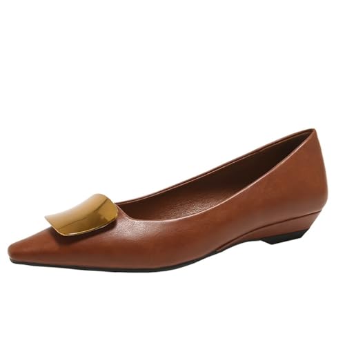 100junzidao Damen Flache Schuhe Spitze Zehe Temperament lässig quadratische Schnalle bequemes Kleid Schuhe Hundert Flacher Mund Retro Ballett Arbeit Pumpen Braun 38 100junzidao Damen Flache Schuhe Spitze Zehe Temperament lässig quadratische Schnalle bequemes Kleid Schuhe Hundert Flacher Mund Retro Ballett Arbeit Pumpen Braun 38 von 100junzidao