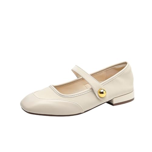 100junzidao Damen Flacher Mund Flache Gericht Schuhe einfach bequem Perle süß Mary Jane einzelne Schuhe Casual Vintage Französisch Temperament Kleid Pumpen Beige 35 100junzidao Damen Flacher Mund Flache Gericht Schuhe einfach bequem Perle süß Mary Jane einzelne Schuhe Casual Vintage Französisch Temperament Kleid Pumpen Beige 35 von 100junzidao