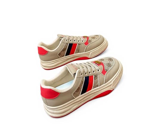100junzidao Damen-Flachschuhe modische Plateauschuhe rutschfeste Schuhe mit niedrigem Design Wanderschuhe Schuhe für tägliches Training Laufen Workout Rot 37 von 100junzidao