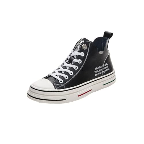 100junzidao Damen High Top Weiße Sneaker Aus Leder & PU Modisch Casual Flach Künstlerisch Jugend Sneaker Outdoor Fitness Training Laufschuhe von 100junzidao
