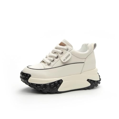 100junzidao Damen Laufschuhe Bequeme Plateauschuhe mit Dicker Sohle Wanderschuhe Retro Casual Atmungsaktive leichte Fitness Sportschuhe von 100junzidao