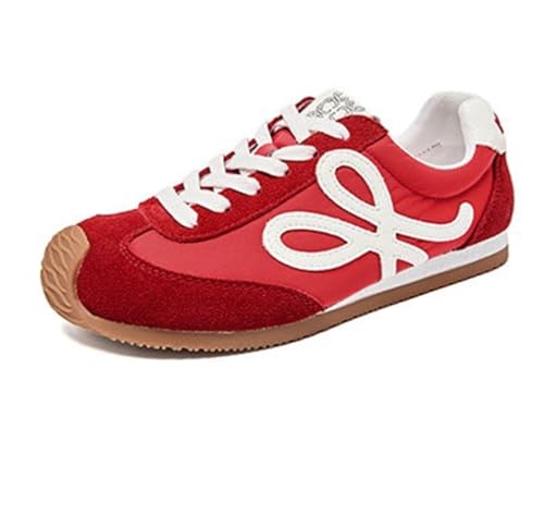 100junzidao Damen Laufschuhe mit Dicker Sohle Plateau Schnürung Bequeme Tennis und Freizeitschuhe leichte atmungsaktive Schuhe mit erhöhtem Absatz im Retro Ballettschuh Stil 100junzidao Damen Laufschuhe mit Dicker Sohle Plateau Schnürung Bequeme Tennis und Freizeitschuhe leichte atmungsaktive Schuhe mit erhöhtem Absatz im Retro Ballettschuh Stil von 100junzidao