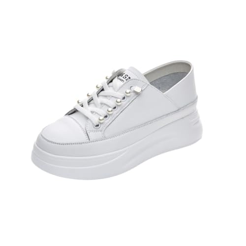 100junzidao Damen Leder Canvas Schuhe Atmungsaktiv Höhenzunahme Sneaker Low Top Zweiteilig Lauf Casual Einfache Schuhe Modisch Atmungsaktiv Board Training von 100junzidao