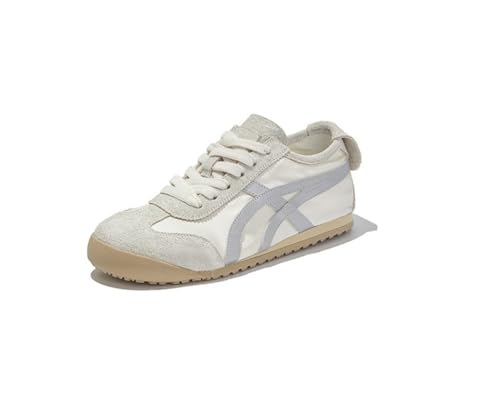 100junzidao Damen-Leder-PU-Retro-Laufschuhe Atmungsaktive Flache Sohle Freizeitschuhe Klassische Sport-Trainingsschuhe Frühjahr/Sommer-Kollektion Beige 35 von 100junzidao