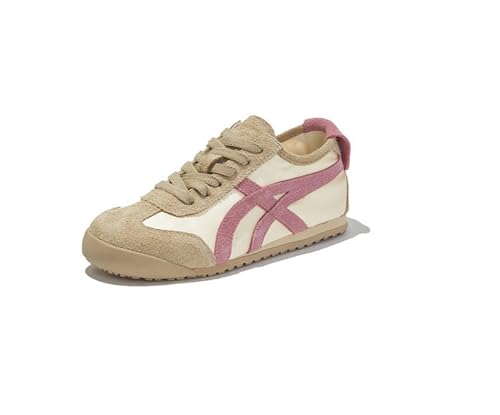 100junzidao Damen-Leder-PU-Retro-Laufschuhe Atmungsaktive Flache Sohle Freizeitschuhe Klassische Sport-Trainingsschuhe Frühjahr/Sommer-Kollektion Braun 35 von 100junzidao