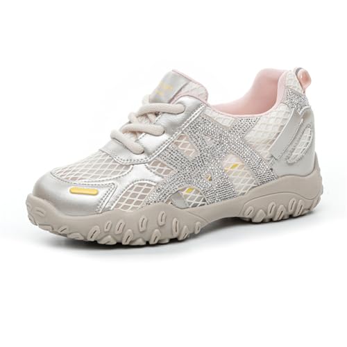 100junzidao Damen Perforierte Plateform Sneakers Atmungsaktives Mesh Höhenerhöhende Schuhe Lässige Sportliche Wanderschuhe mit Gepolsterten Einlagen und Fußgewölbeunterstützung von 100junzidao