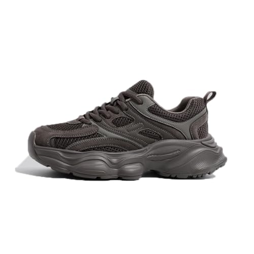 100junzidao Damen-Plateau-Mode-Sneakers Paar klobige Laufschuhe Jahreszeiten Leichtgewichtige Freizeitschuhe Bequem Hundert Einzelschuhe Grau 42 von 100junzidao