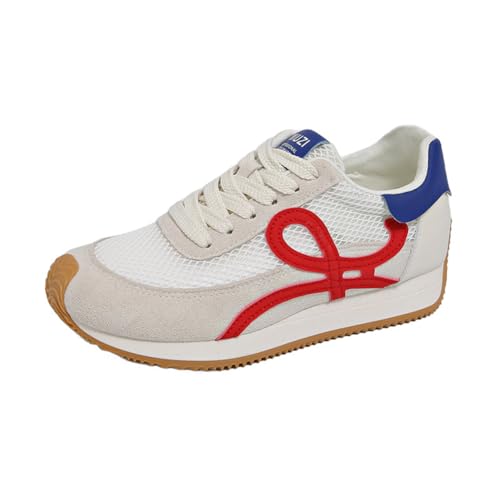 100junzidao Damen-Plateausneaker im koreanischen Ins-Stil Atmungsaktive Mesh-Freizeitschuhe 3 cm Absatzhöhe Schnürschuhe Wanderschuhe Rot 39 100junzidao Damen-Plateausneaker im koreanischen Ins-Stil Atmungsaktive Mesh-Freizeitschuhe 3 cm Absatzhöhe Schnürschuhe Wanderschuhe Rot 39 von 100junzidao