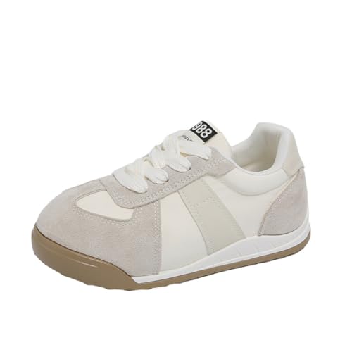 100junzidao Damen-Plateausneaker im koreanischen Ins-Stil Retro-Laufschuhe Atmungsaktive Mesh-Sportschuhe 3 cm Absatzhöhe Schnürschuhe Freizeitschuhe Beige 37 von 100junzidao