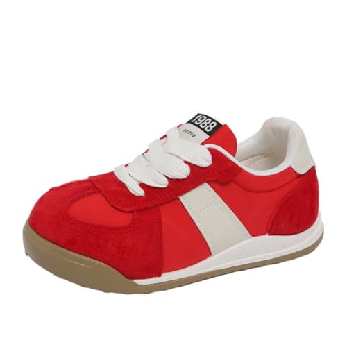 100junzidao Damen-Plateausneaker im koreanischen Ins-Stil Retro-Laufschuhe Atmungsaktive Mesh-Sportschuhe 3 cm Absatzhöhe Schnürschuhe Freizeitschuhe Rot 35 von 100junzidao