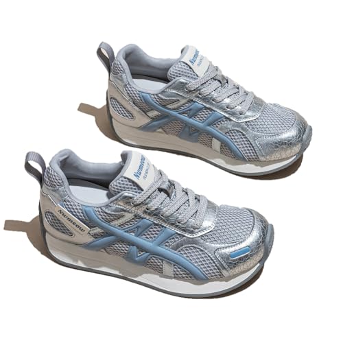100junzidao Damen Plateform Sneakers aus Echtleder Plateausole Bequeme Wanderschuhe Kreuzriemen-Design Fußgewölbeunterstützung Freizeit Mode von 100junzidao
