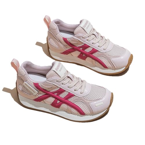 100junzidao Damen Plateform Sneakers aus Echtleder Plateausole Bequeme Wanderschuhe Kreuzriemen-Design Fußgewölbeunterstützung Freizeit Mode von 100junzidao