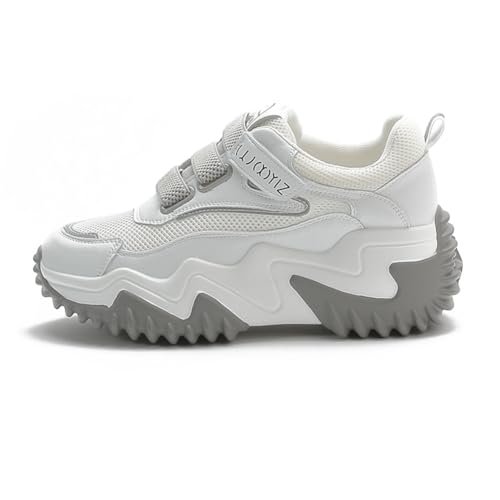 100junzidao Damen Plateform Sneakers aus Leder Bequeme Wanderschuhe Modische Freizeitschuhe mit Plateausole Höhenerhöhende Schuhe mit Atmungsaktivem Mesh-Futter 100junzidao Damen Plateform Sneakers aus Leder Bequeme Wanderschuhe Modische Freizeitschuhe mit Plateausole Höhenerhöhende Schuhe mit Atmungsaktivem Mesh-Futter von 100junzidao